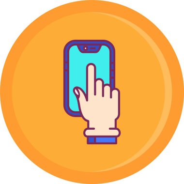 Akıllı telefon simgesi ile el, özet biçimi