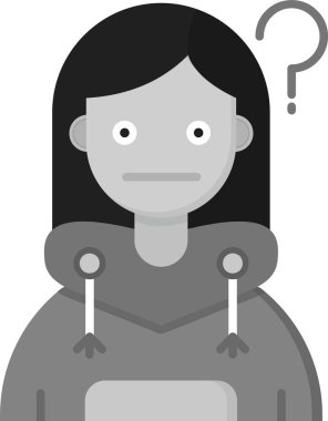 Siyah eşarp takan kadın, resimli, beyaz arka planda vektör.