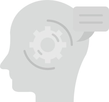 Ticaret setindeki beyin ikonu. Vektör biçimi düz sembol, gri renk, yuvarlak açılar, beyaz arkaplan.