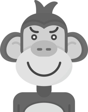 şirin maymun simgesi, basit monokrom vektör çizimi