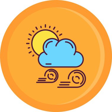 güzel bulutlu gün çizgisi vektör simgesi