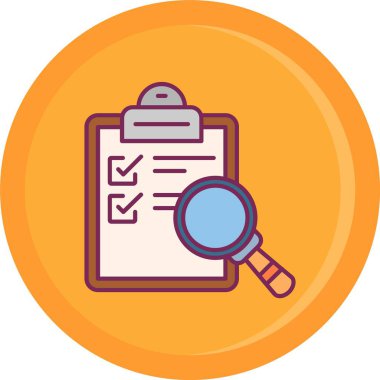 Büyüteç ikonlu belge. vektör illüstrasyonu