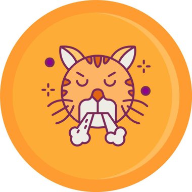 Yemek rengi ikonlu kedi. Hayvan yiyeceği konsepti