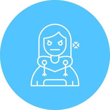 güzel kadın avatar çizgisi vektör simgesi