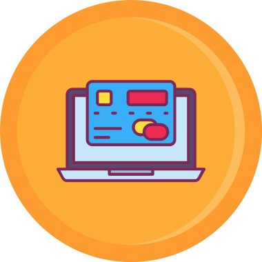 Web simgesi ile bilgisayar ekranı, basit tasarım vektör illüstrasyonu