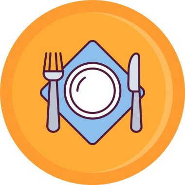 Tabak ve çatal vektör resimli yemek tabağı