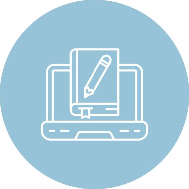 Kalem vektörü simgesine sahip eşsiz bir dizüstü bilgisayar