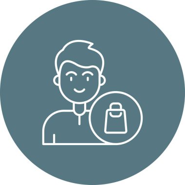 Alışveriş çantası olan insanların vektör simgesi