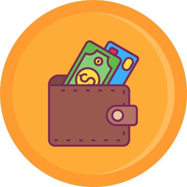 Para simgesi olan cüzdan, düz stil