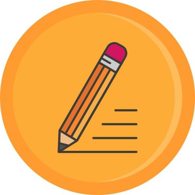 Kalem Düz Çember Vektör Simgesi Tasarımı