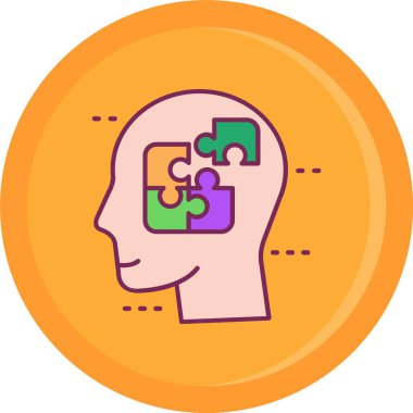 Beyin, bulmaca, bulmaca, yapboz düz soyut simgesi