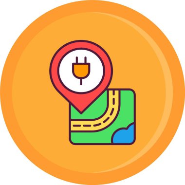 Harita konumu bir taksi simgesi, düz stil