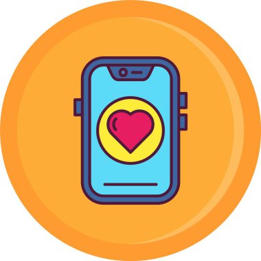 Kalp ikonlu akıllı telefon. akıllı telefon aşk kalp vektör simgesi rengi düz izole