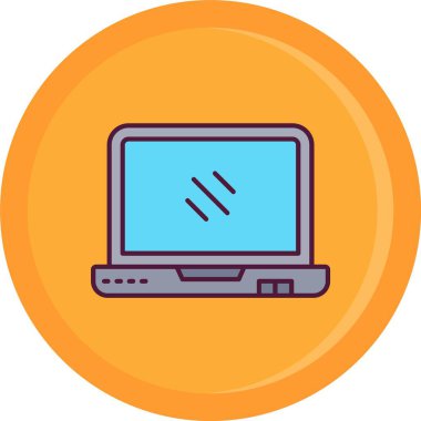 Bilgisayar monitörü simgesi. ana hatlı bilgisayar klavye vektör rengi düz izole