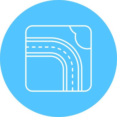 Beyaz arkaplanda yol yolu simgesi mavi vektör çizimi