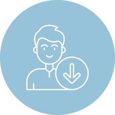 Gülümseme vektör çizgisi simgesi olan eşsiz bir adam