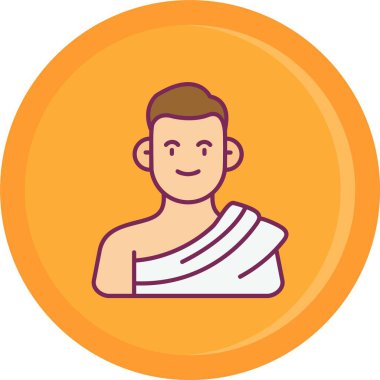 Havlu ikonlu adam. Havlu vektör simgesine sahip taslak adam düz izole edilmiş