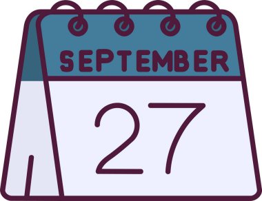 Ağustos 27 simgesi tarihli takvim, vektör illüstrasyonu