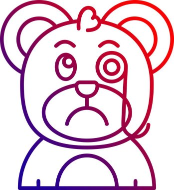 Üzgün yüzlü sevimli çizgi film ayısı.