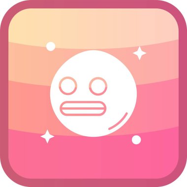 Beyaz arka planda izole edilmiş ana hatlı uzaylı simgesi. Uzaylı yüzü ya da kafa sembolü. Turkuaz kare düğme. vektör.