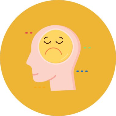 Baş ağrısı ikonu olan beyin. Beyin vektör simgeleriyle baş ağrısının özet çizimi