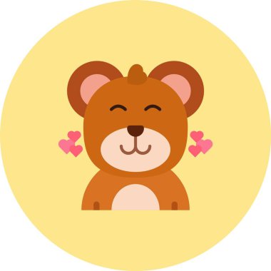 Kalp ikonu olan bir ayı. çizgi film illüstrasyonu