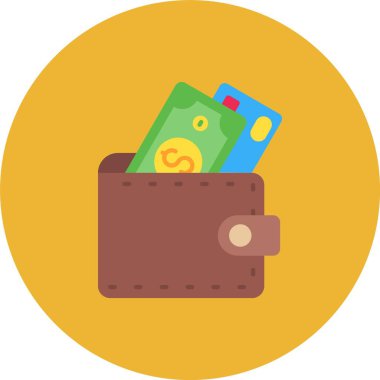 Cüzdan ikonu vektörü. para simgesinin düz illüstrasyonu