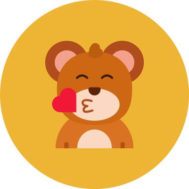 Ayı emojisi simgesi. Beyaz arkaplanda izole edilmiş gülen yüz simgesinin düz çizimi