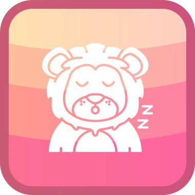 Beyaz arkaplan üzerinde bir işaret ve metin ile uyuyan sevimli çizgi film aslanının vektör çizimi