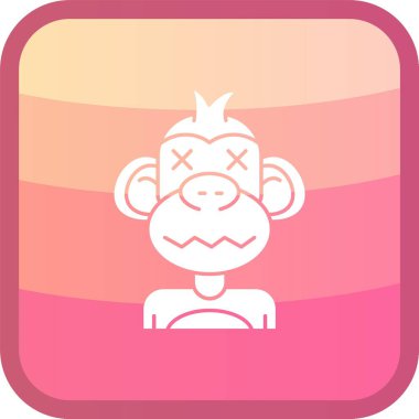 Moda tarzı izole edilmiş arka planda üzgün yüz simgesine sahip bir maymun