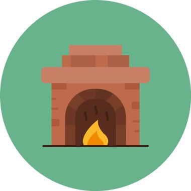 Şömine. Web simgesi basit illüstrasyon