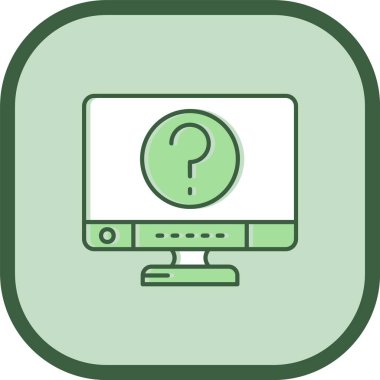 Ekranda yardım sembolü ve bilgisayar monitörü olan soru işareti