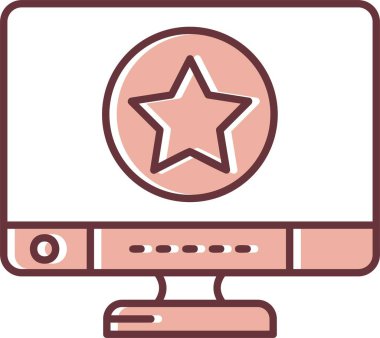 Yıldız simgesi ile bilgisayar monitörü. vektör illüstrasyonu