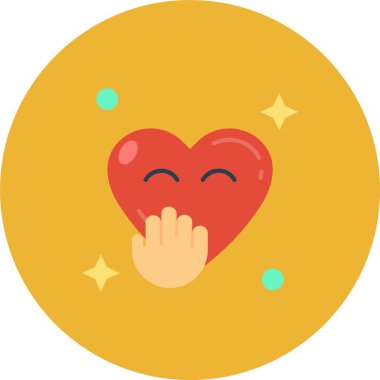 El ele tutuşan kalp şekli simgesi, düz stil