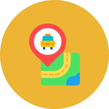 konum haritası simgesi. Yol işaretinin vektör illüstrasyonu