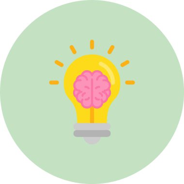 Yumuşak arkaplanda izole edilmiş modaya uygun düz biçimli yaratıcı düşünme simgesi