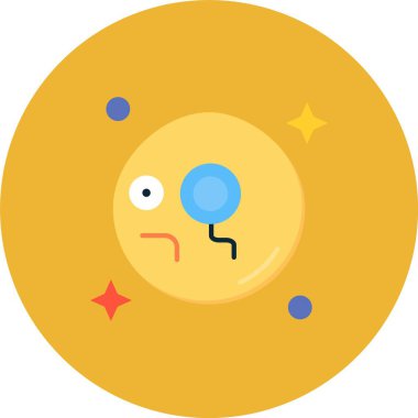 Tatlı ve renkli uzaylı simgesinin vektör çizimi.