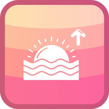 güzel gün batımı ve dalga çizgi vektör simgesi