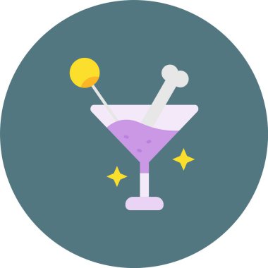 Kokteyl ikonu basit düz çizim