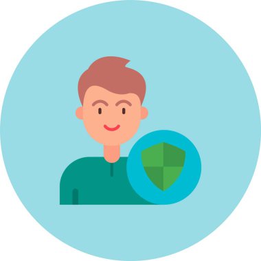 Yuvarlak rozet vektör çizimi olan adam.