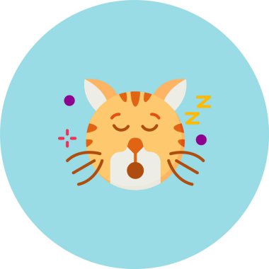 Uyuyan kedi, uyuyan kedi, kedi, sevimli çizgi film karakteri, beyaz arka planda izole edilmiş vektör çizimi. düz biçim, simge