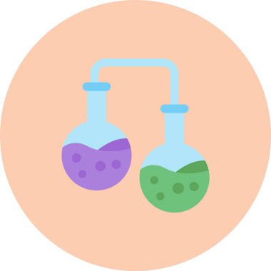 matara ve kimyasal deney ikonu, çizgi film tarzı