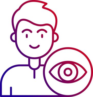 Bir erkek ikonu ile göz. Web için daire vektör simgesi olan bir adamın özet çizimi