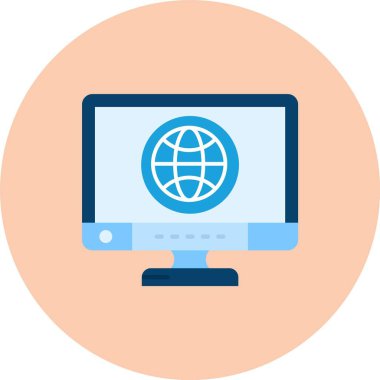 Web simgesi, bilgisayarın vektör illüstrasyonu