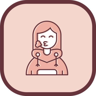 Akıllı telefon ve kış eşarbı vektör çizimi tasarımı olan kız