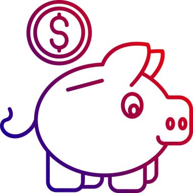 Piggy Bank simgesi, vektör illüstrasyonu