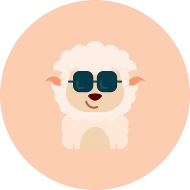 Düz simgede koyun, vektör illüstrasyonuName