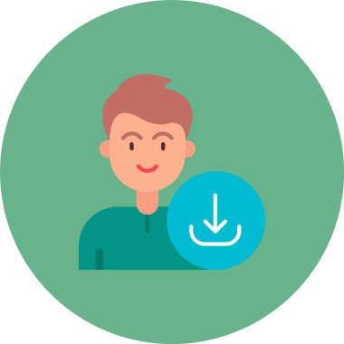 Çember simgesi olan adam, basit vektör illüstrasyonu