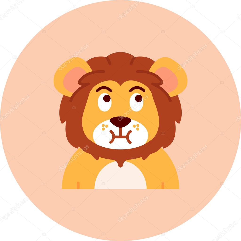 Cute lion cartoon icon vector illustration