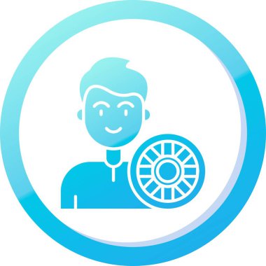 Araba tekerleğindeki adamın vektör çizimi